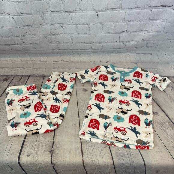 Kickee Kids Farm Pattern Bamboo Short Sleeve Set - Picture 1 of 3